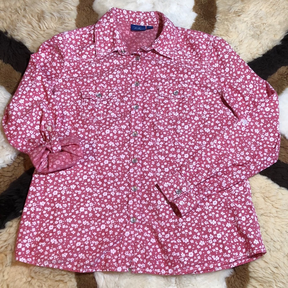 Great Northwest Indigo Pearl Snap Blouse SZ S